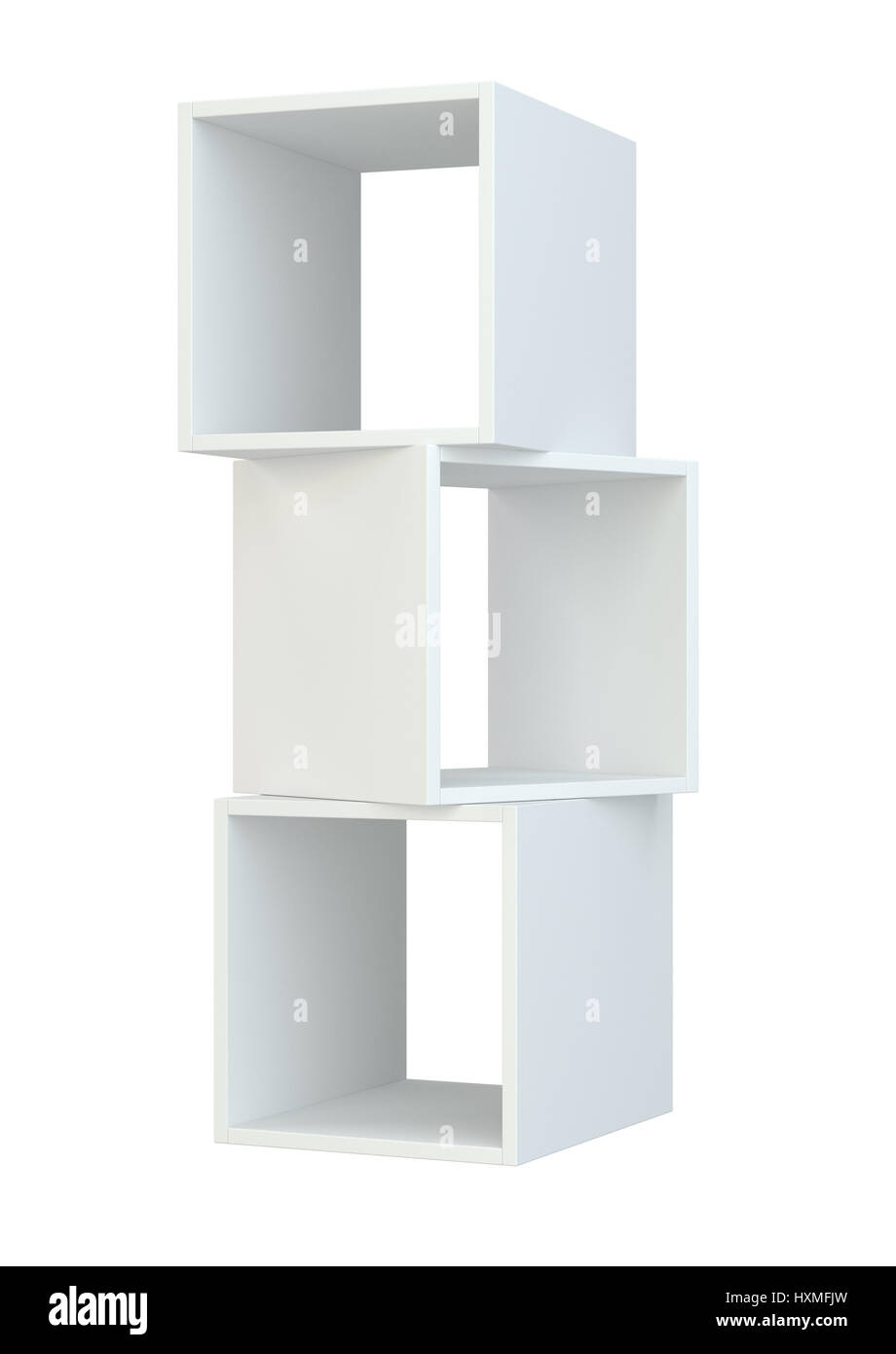 White box shelves. 3d rendering on white background Stock Photo Alamy
