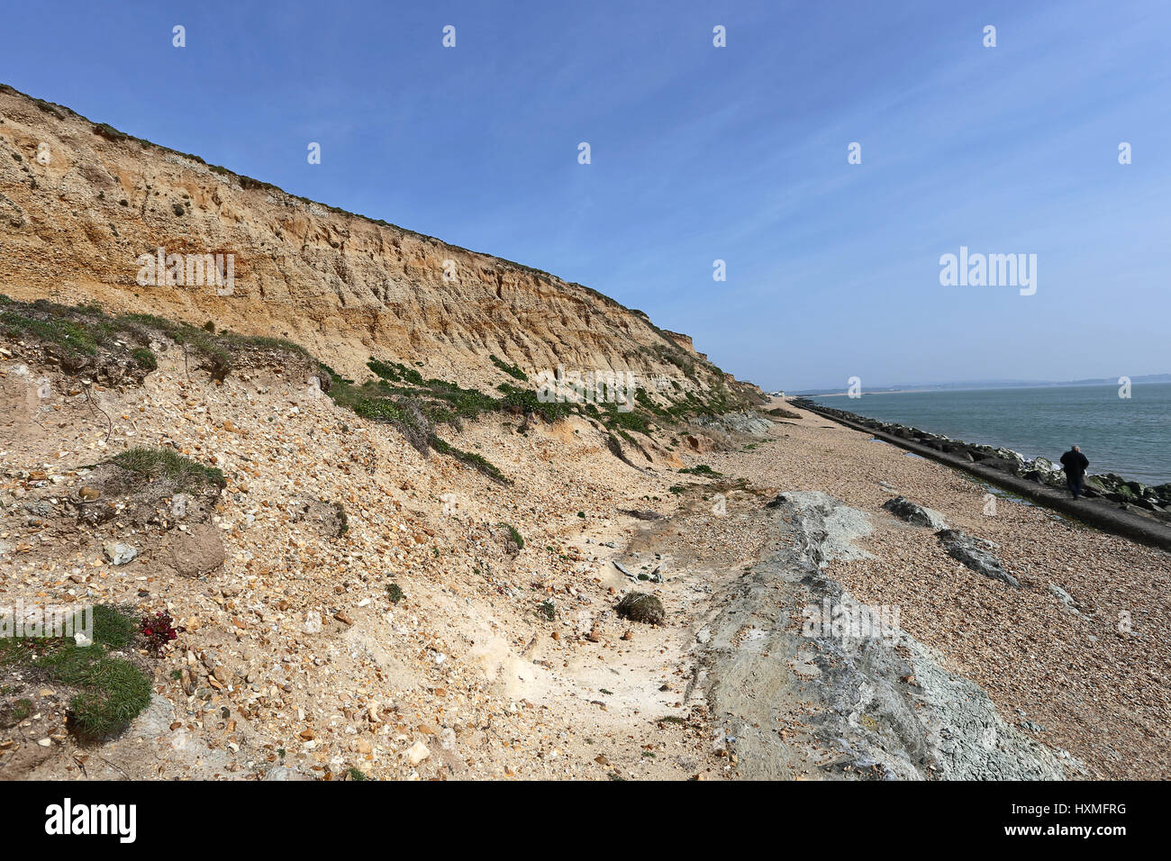 Coastal erosion at Milford on sea Stock Photo