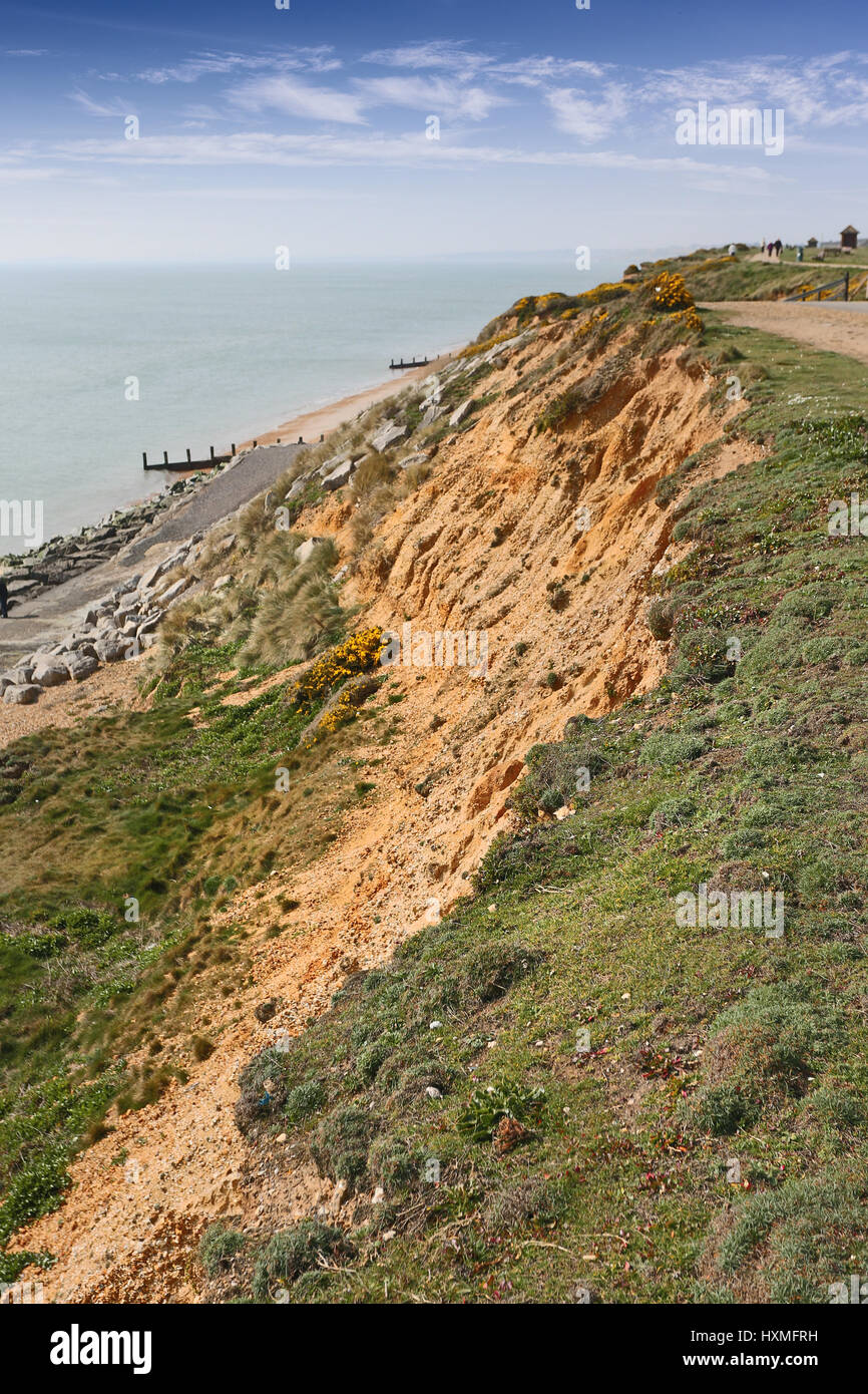 Coastal erosion at Milford on sea Stock Photo