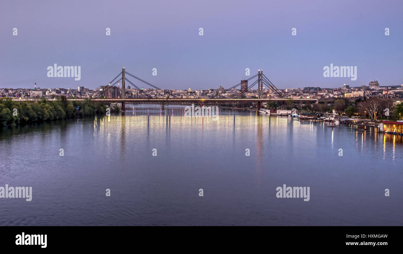 Belgrade, Serbia - Cityscape at twilight Stock Photo