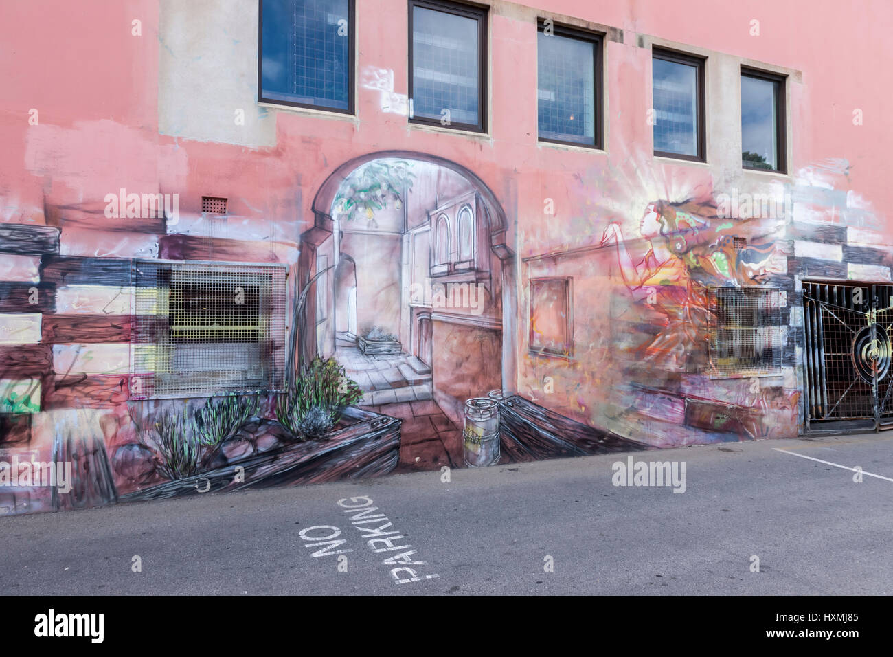 Fremantle Western Australia. Street art in Essex lane. Stock Photo