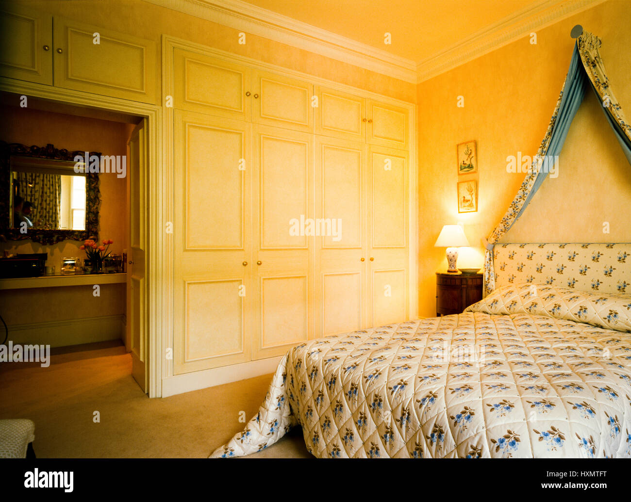 Retro style bedroom. Stock Photo