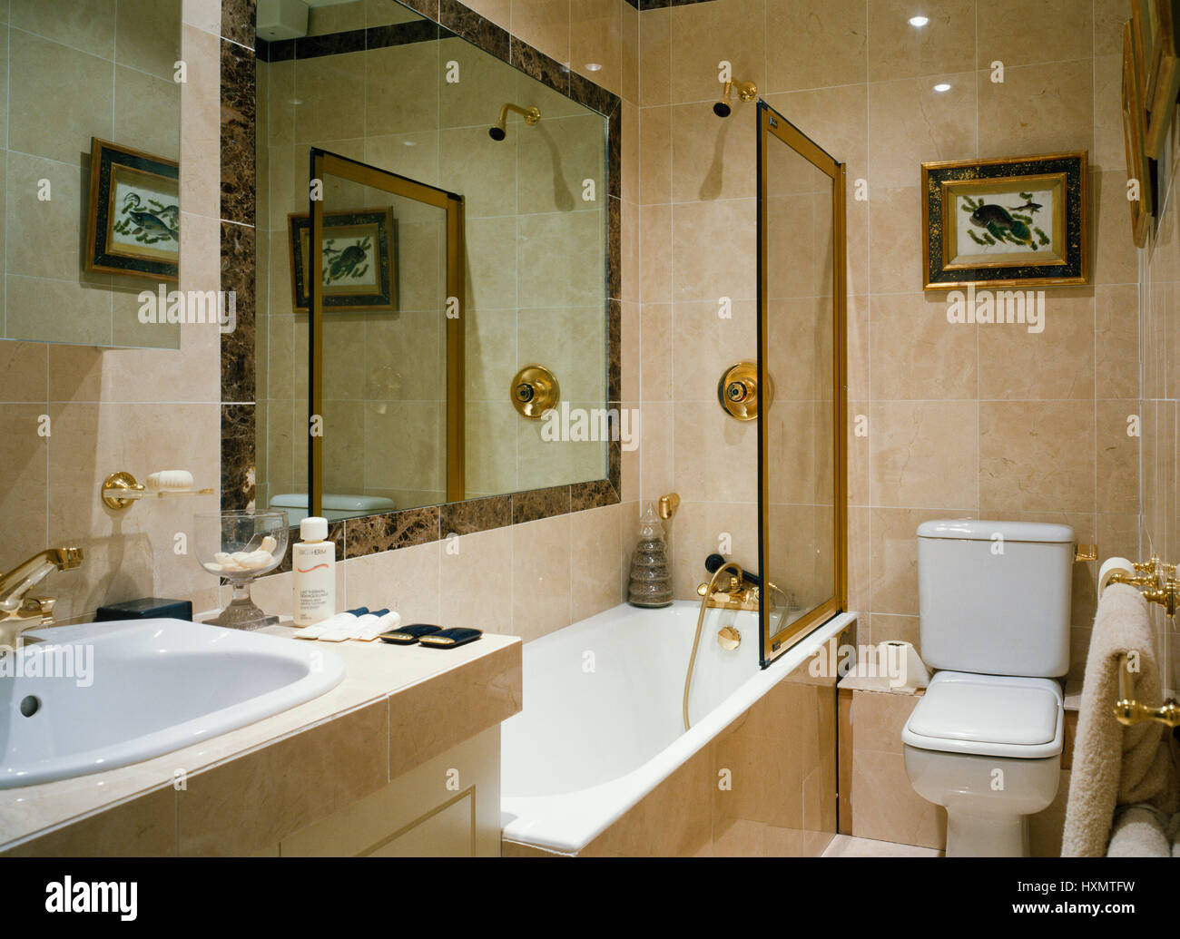 Luxurious marble tiled bathroom. Stock Photo