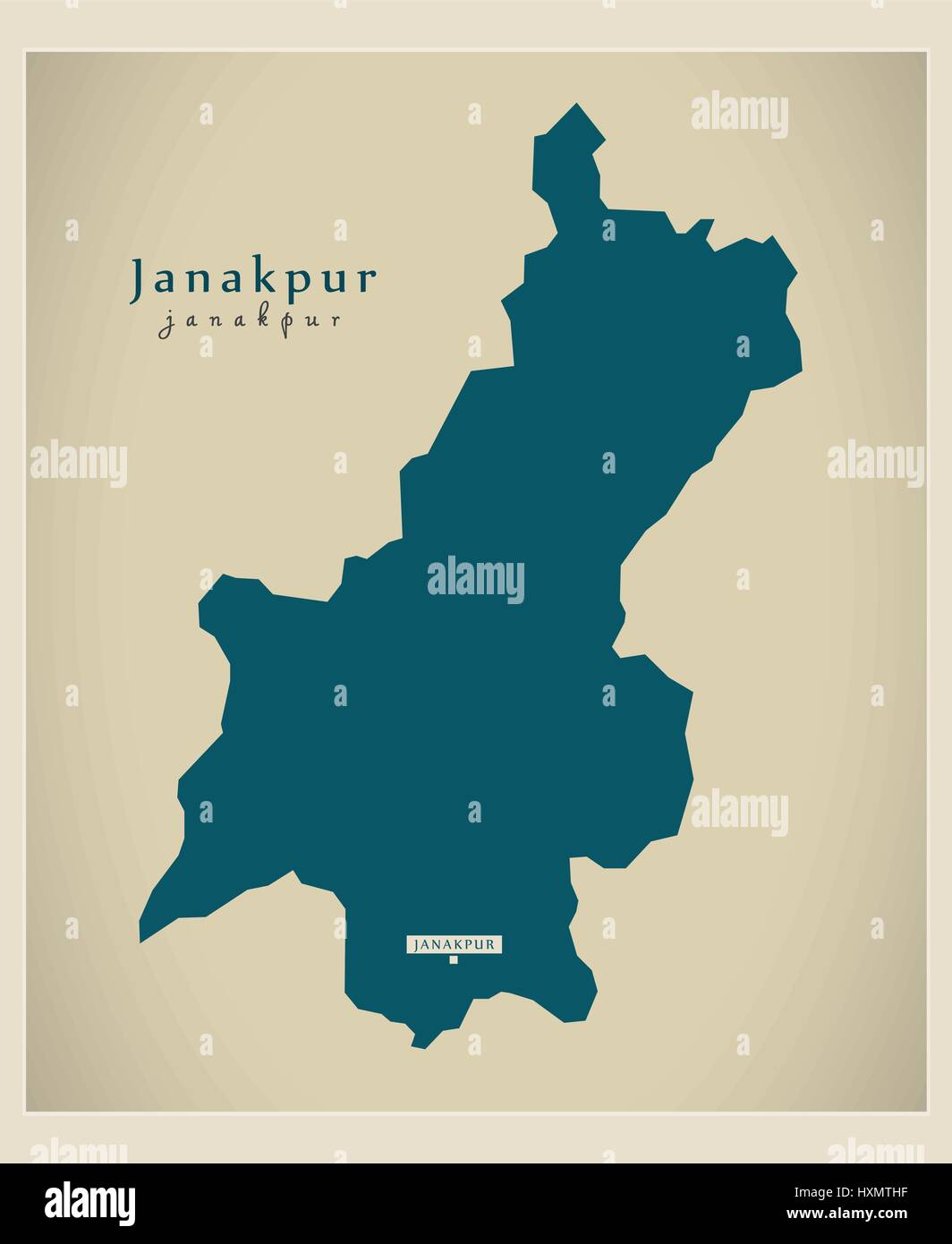 Modern Map - Janakpur NP Stock Vector