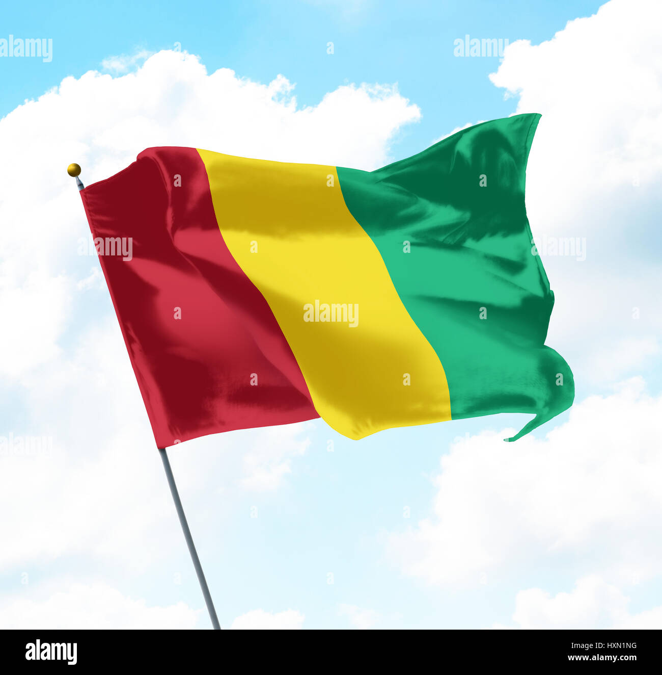 Flag of Guinea Raised Up in The Sky Stock Photo Alamy