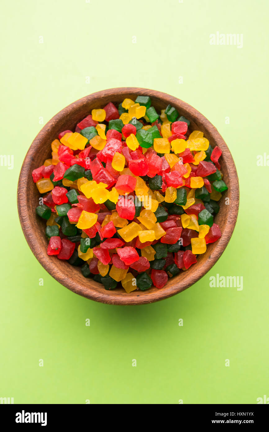 Sweet Fruit Candy Also Know As Tutti Frutti Candied Fruits Served In A Bowl Used In Masala Pan In India Or In Cakes Or Sweets Stock Photo Alamy Sweet Fruit Candy Also Know As Tutti Frutti Candied Fruits Served In A Bowl Used In Masala Pan In India Or In Cakes Or Sweets Stock Photo Alamy