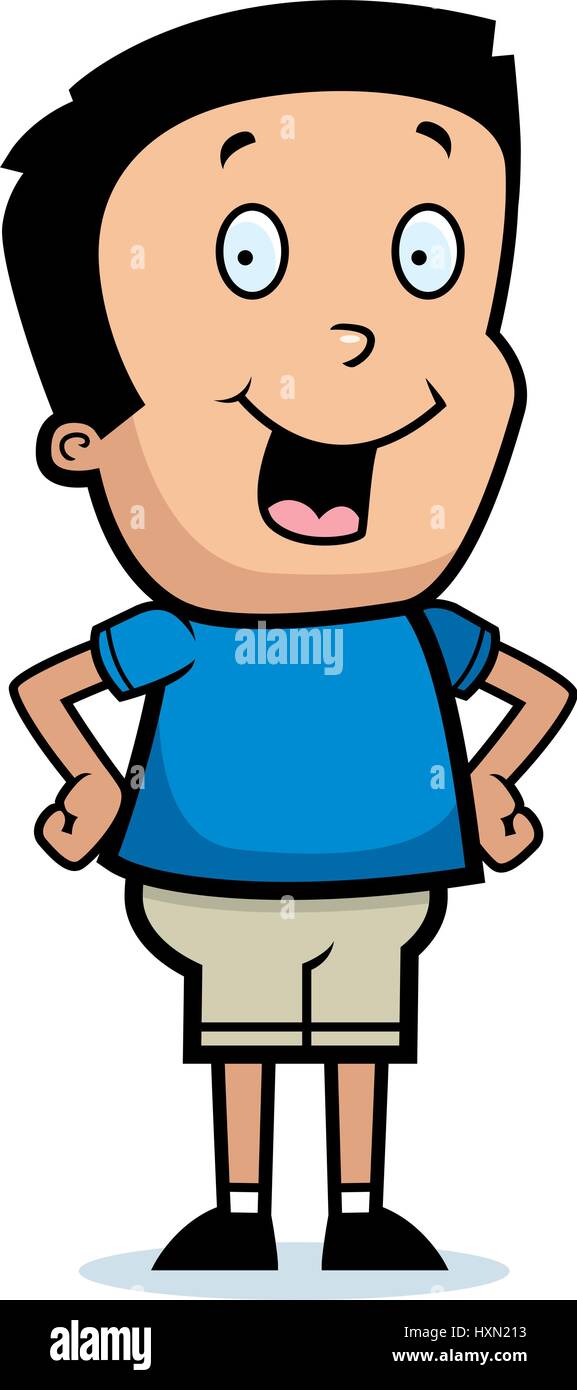 A cartoon illustration of a boy standing and smiling Stock Vector Image ...