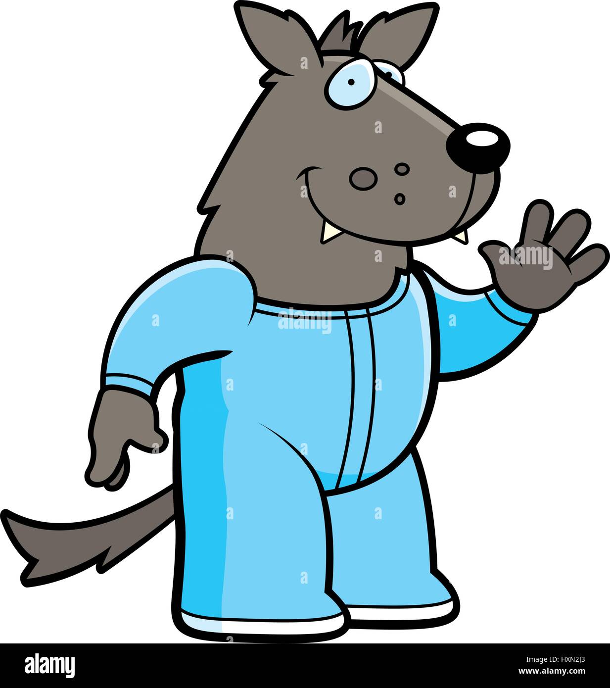 A cartoon illustration of a wolf in pajamas. Stock Vector