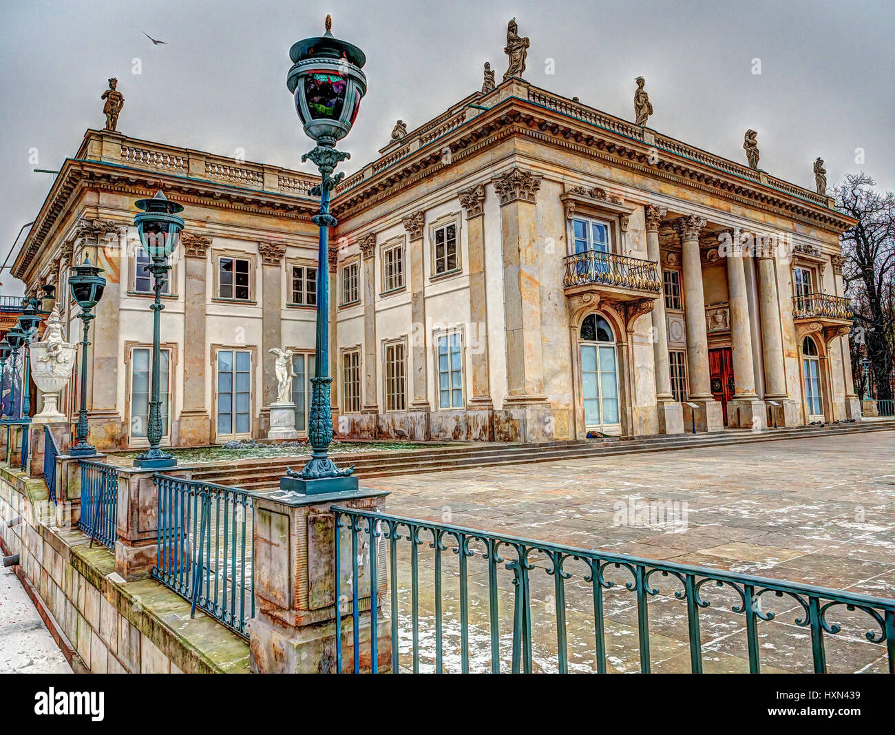 Warsaw, Poland - January 01, 2016: A The ” Palace on water” in Royal “ Lazienki” park in a winter scene Stock Photo