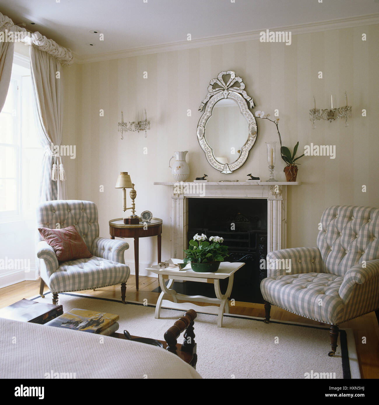 Fireplace armchairs in country style hi res stock photography and