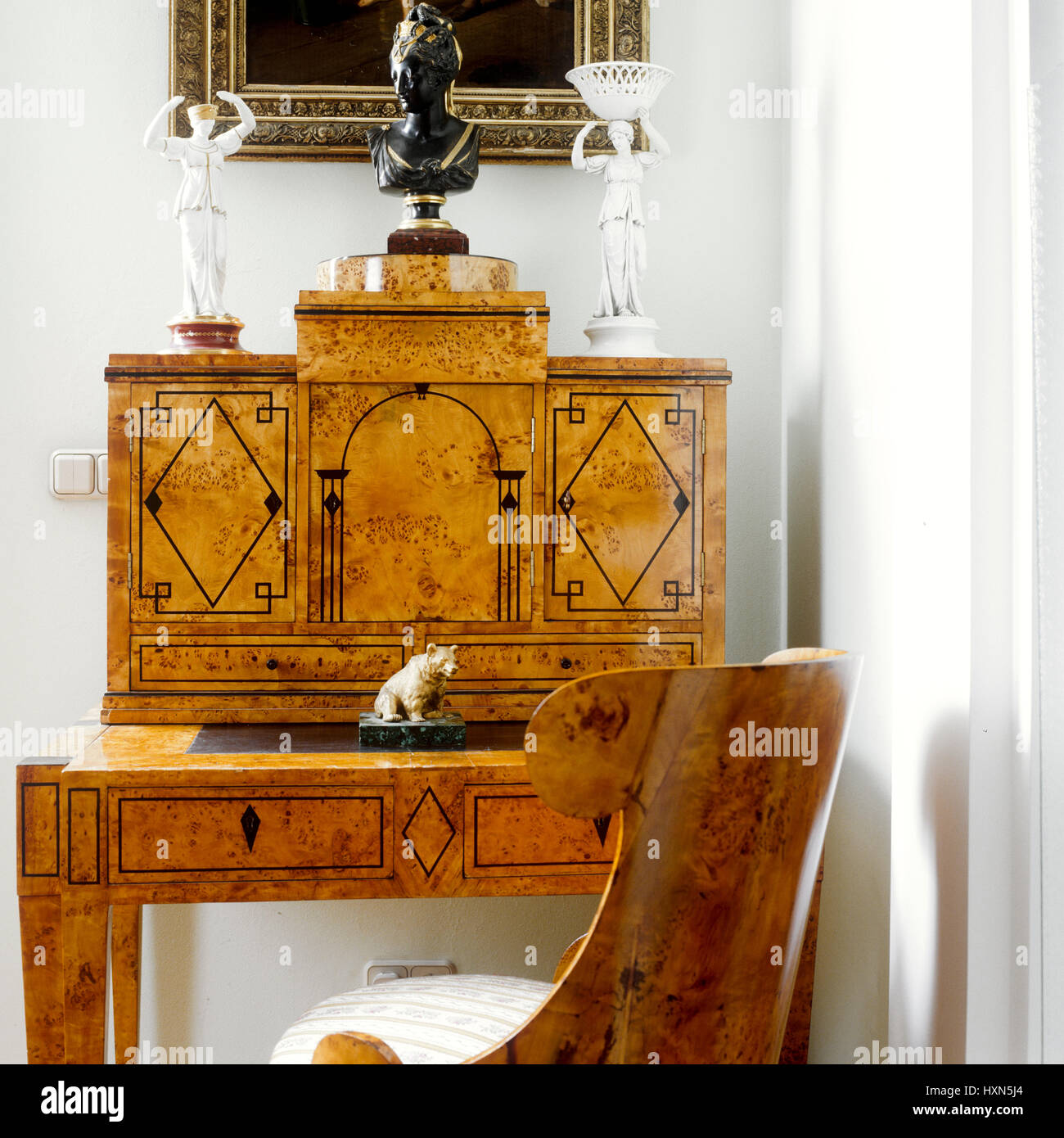 Unique wooden desk and chair Stock Photo Alamy