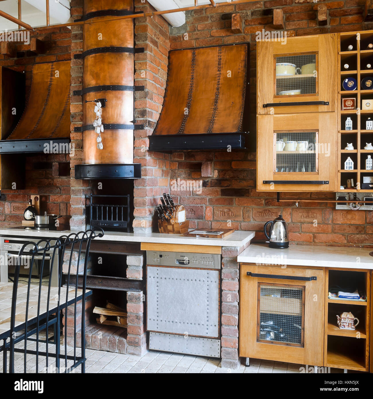 Rustic style kitchen. Stock Photo