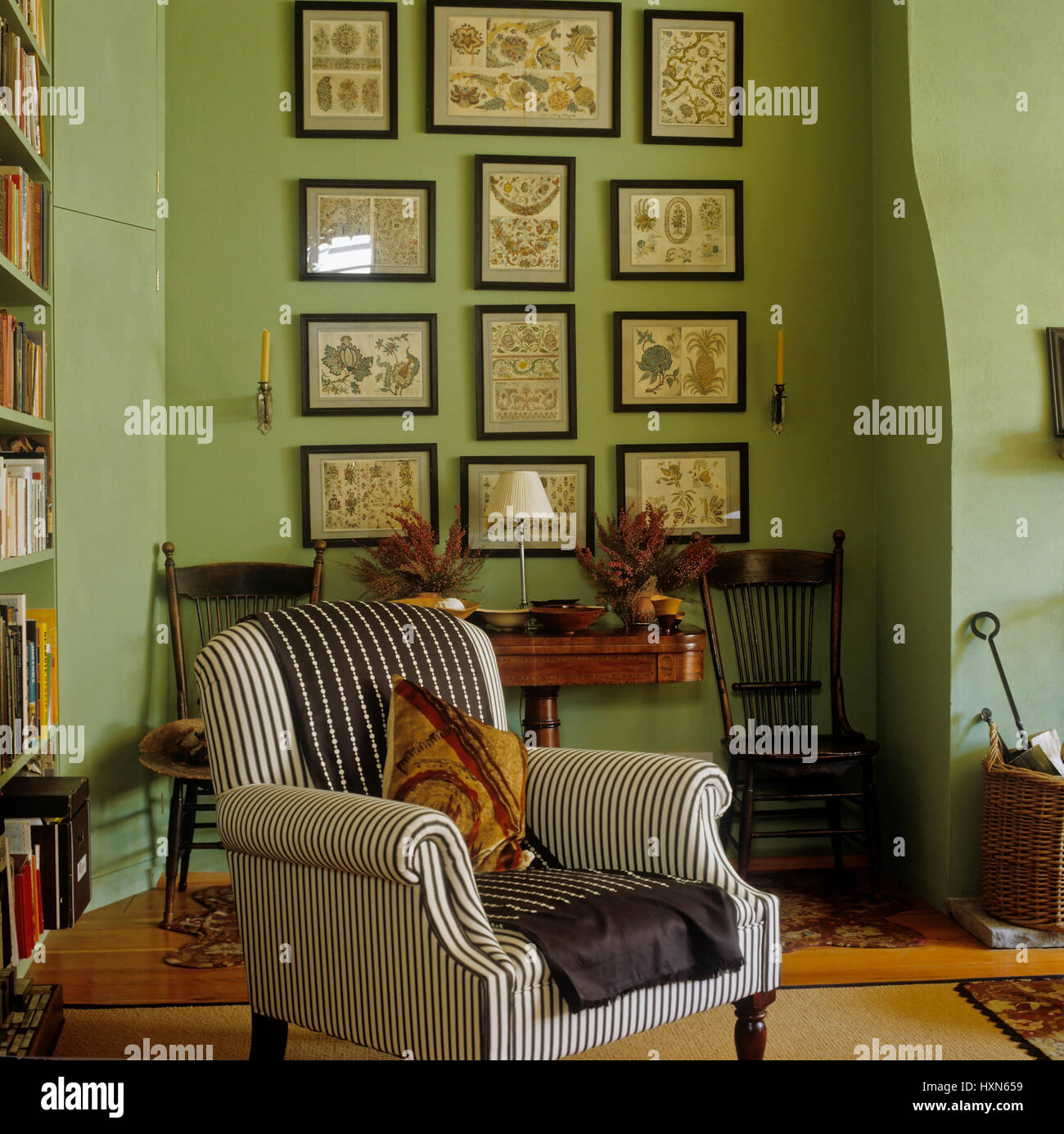 Quirky green living room. Stock Photo