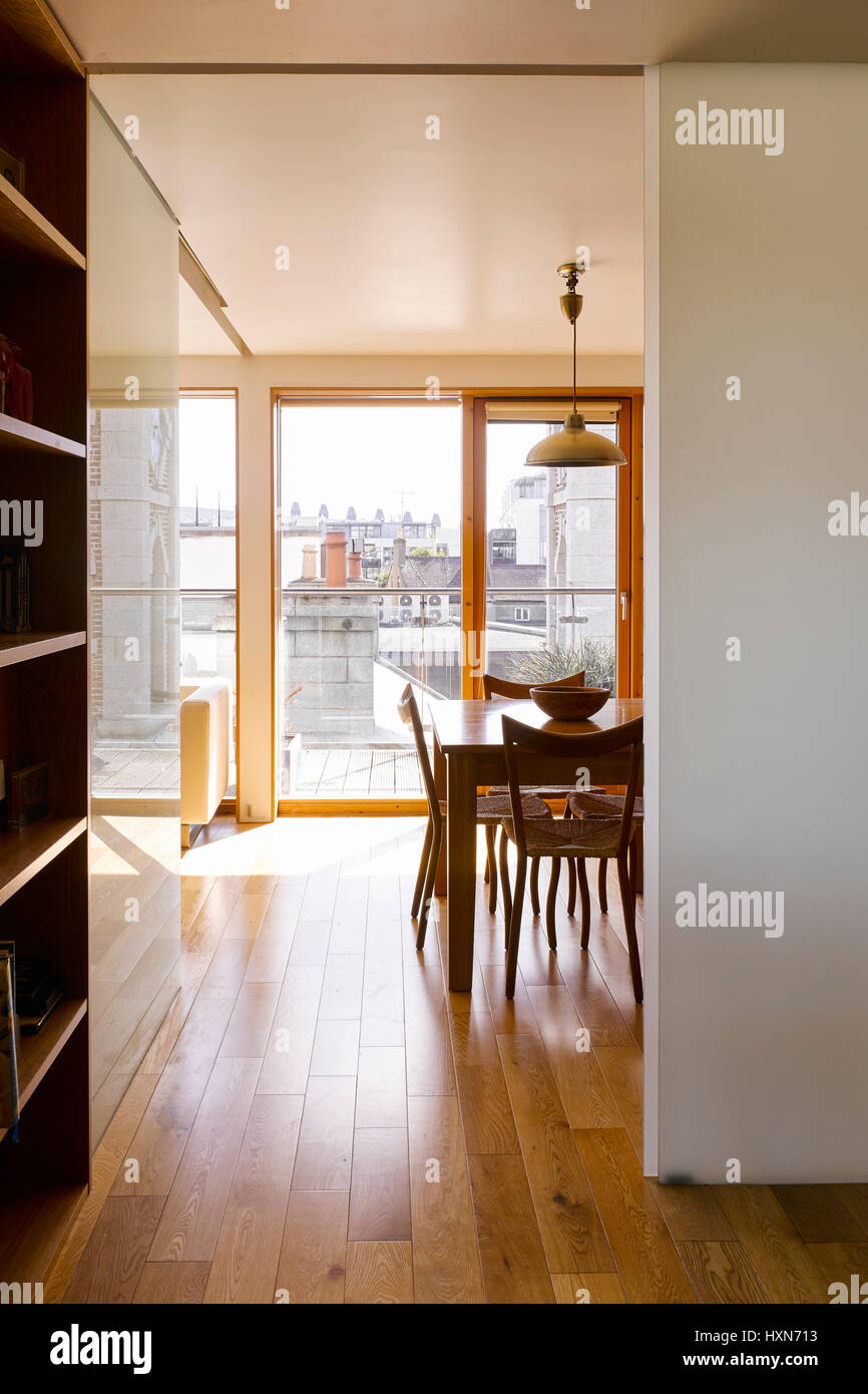 Interior view of corridor showing dining area and sliding screens