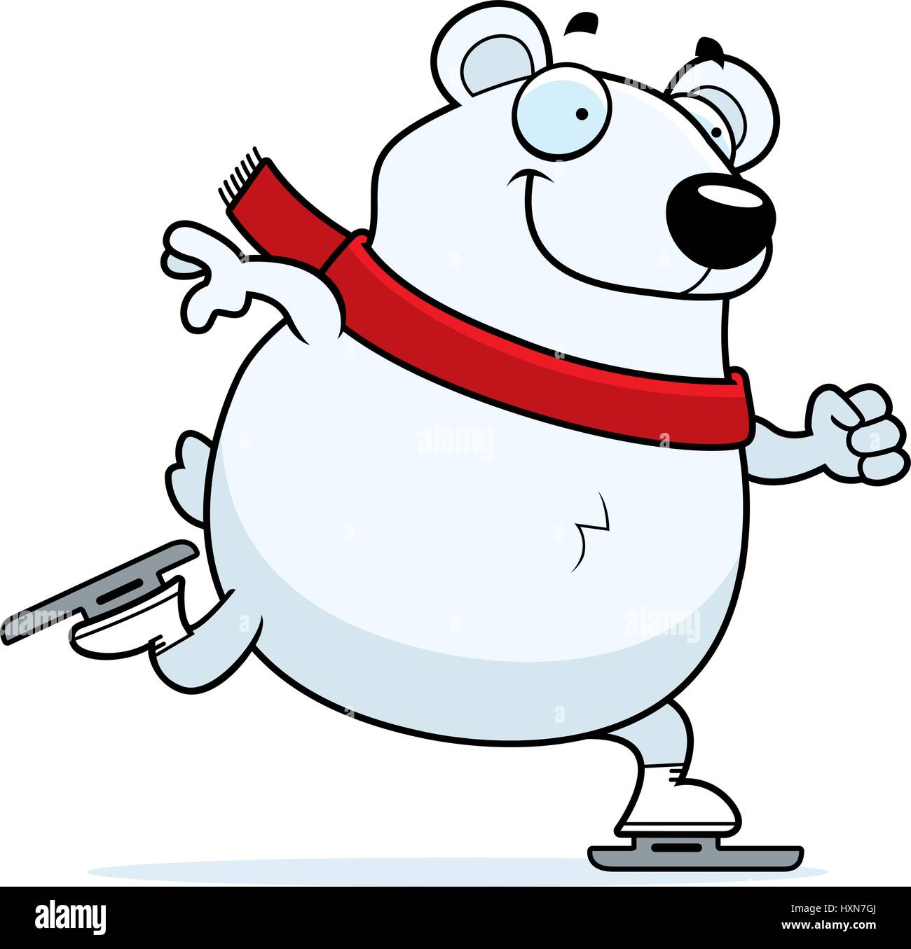 A cartoon illustration of a polar bear ice skating Stock Vector Image
