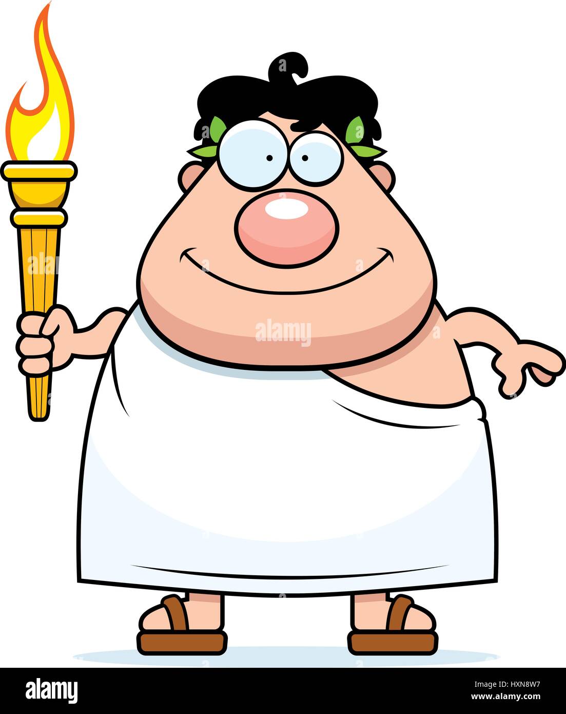 A cartoon illustration of a Greek man holding the Olympic torch Stock  Vector Image & Art - Alamy