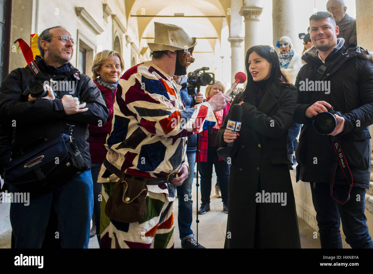 Carnival of Venice 2017 (Italian: Carnevale di Venezia), an annual festival held in Venice, Italy. The Carnival ends with the Christian celebration of Lent, forty days before Easter, on Shrove Tuesday (Fat Tuesday or Mardi Gras), the day before Ash Wednesday. The festival is world famous for its elaborate masks.  Where: Venice, Veneto, Italy When: 19 Feb 2017 Credit: IPA/WENN.com  **Only available for publication in UK, USA, Germany, Austria, Switzerland** Stock Photo