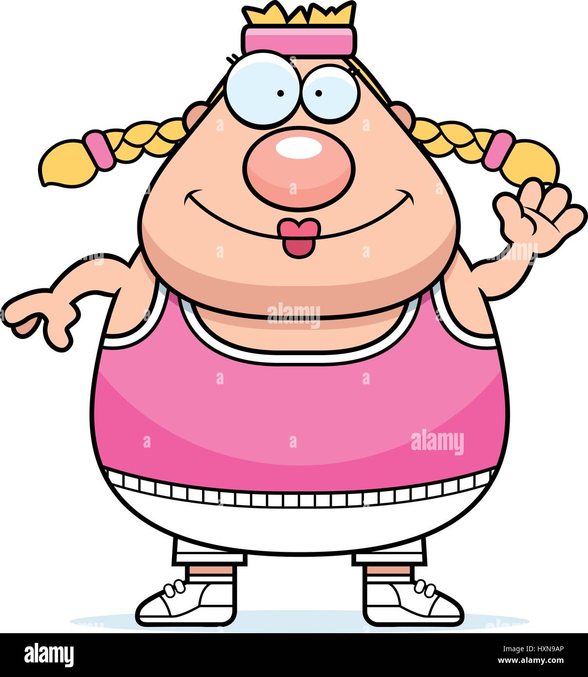 A cartoon illustration of an exercising woman waving Stock Vector Image ...