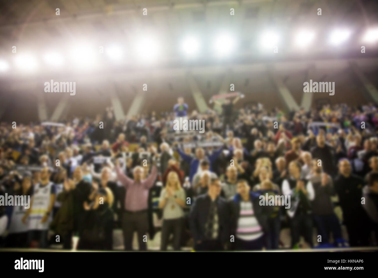blurred background of crowd of people in a basketball court Stock Photo
