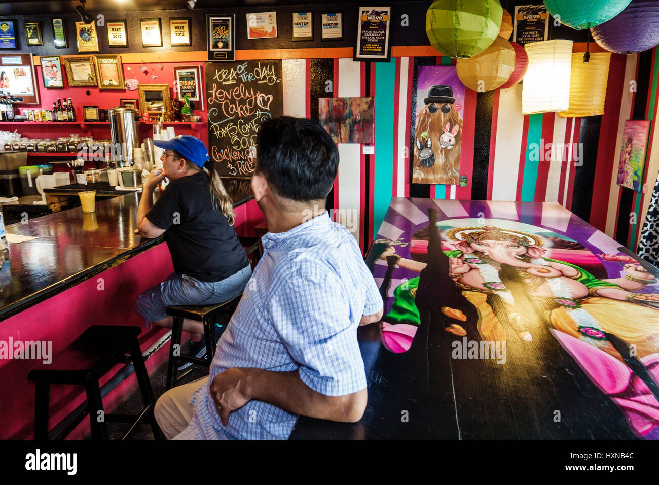 Florida,Pom Pom's Teahouse Sandwicheria,coffeehouse,cafe,counter,decor,Asian Asians ethnic immigrant immigrants minority minorities,adult Stock Photo - Alamy