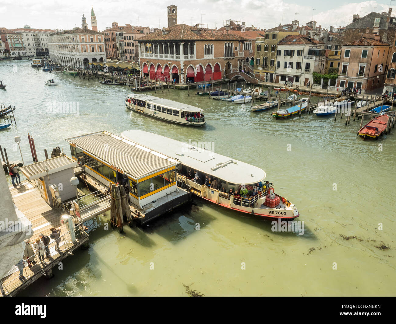 View of Grand Canal andFish Market from Ca' d'Oro in Venice Stock Photo