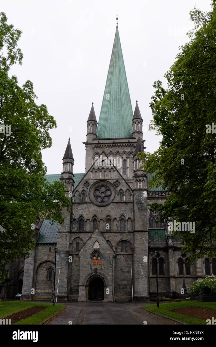 Front view of Nidaros cathedral in Trondheim, Norway Stock Photo