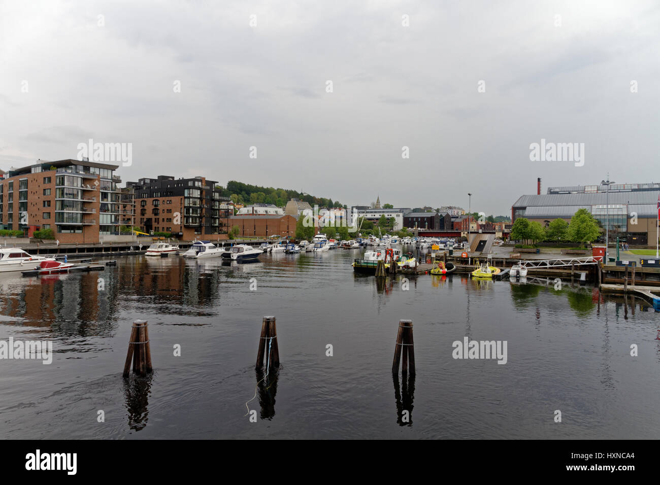 Small harbor in Trondheim, Norway Stock Photo