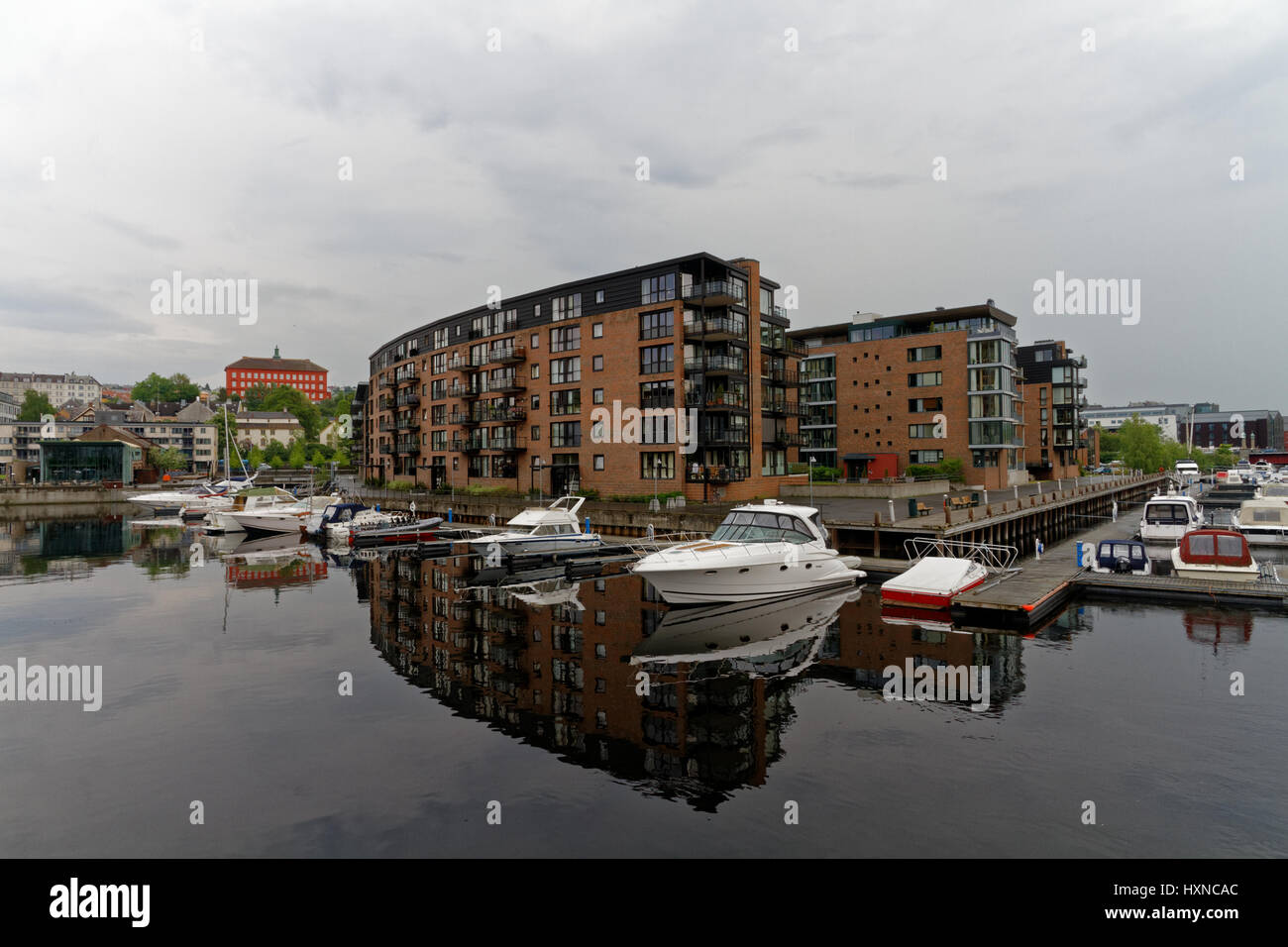 Small harbor in Trondheim, Norway Stock Photo