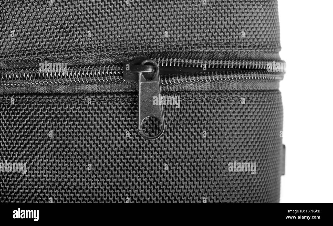 Closeup shot of black zipper isolated Stock Photo