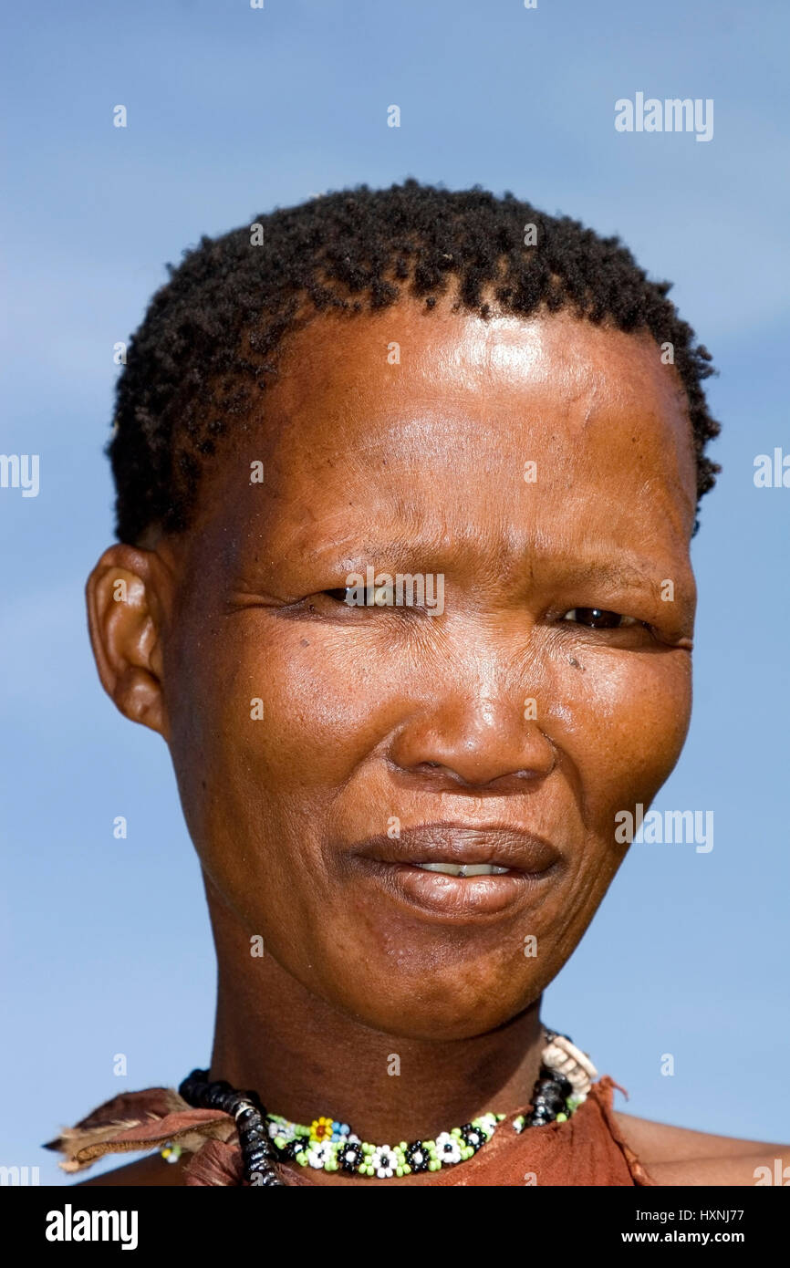 Bushman woman. Namibia, Buschmann Frau.Namibia Stock Photo