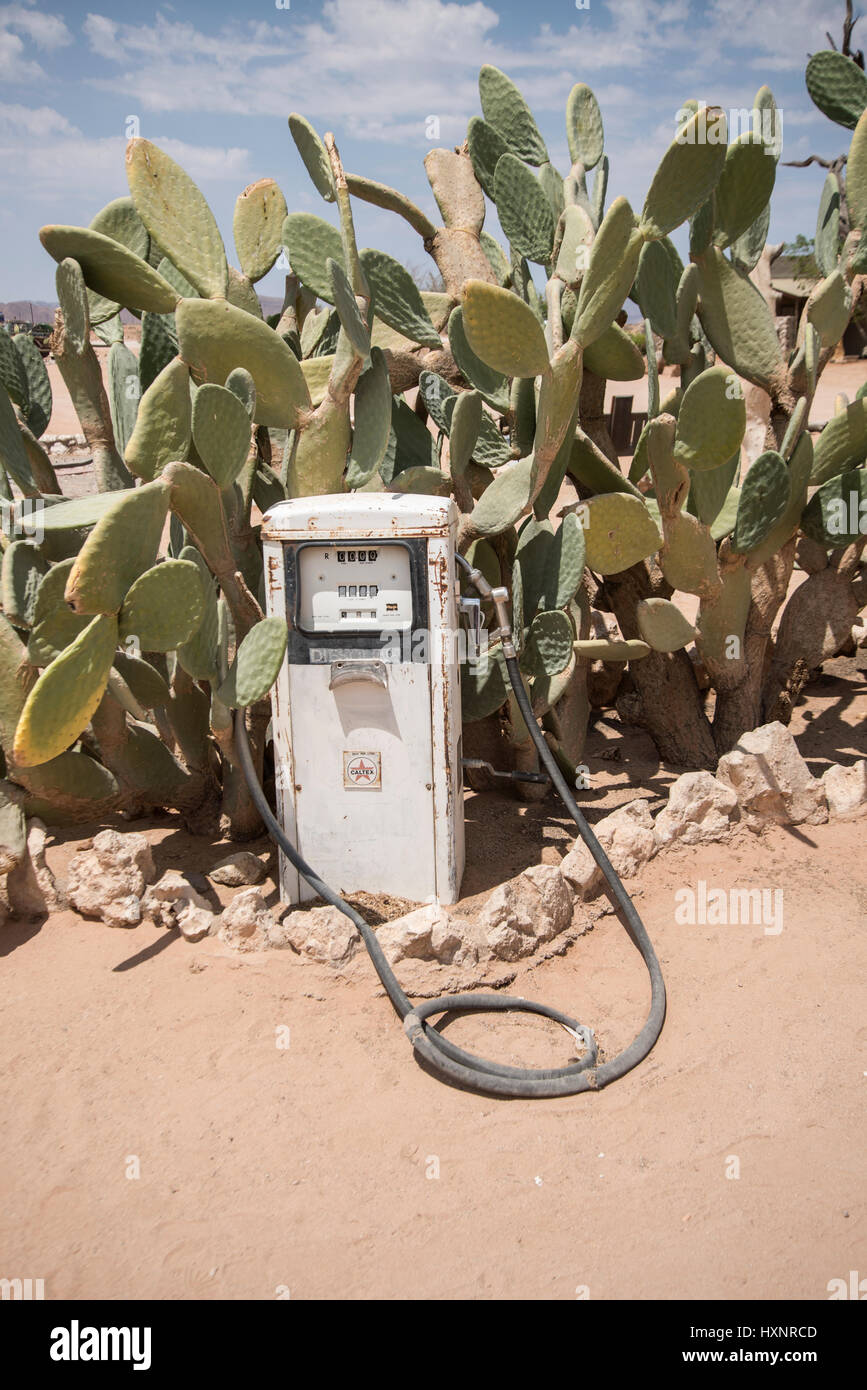 Old petrol pump. Solitaire, Namib Desert. Namibia Stock Photo