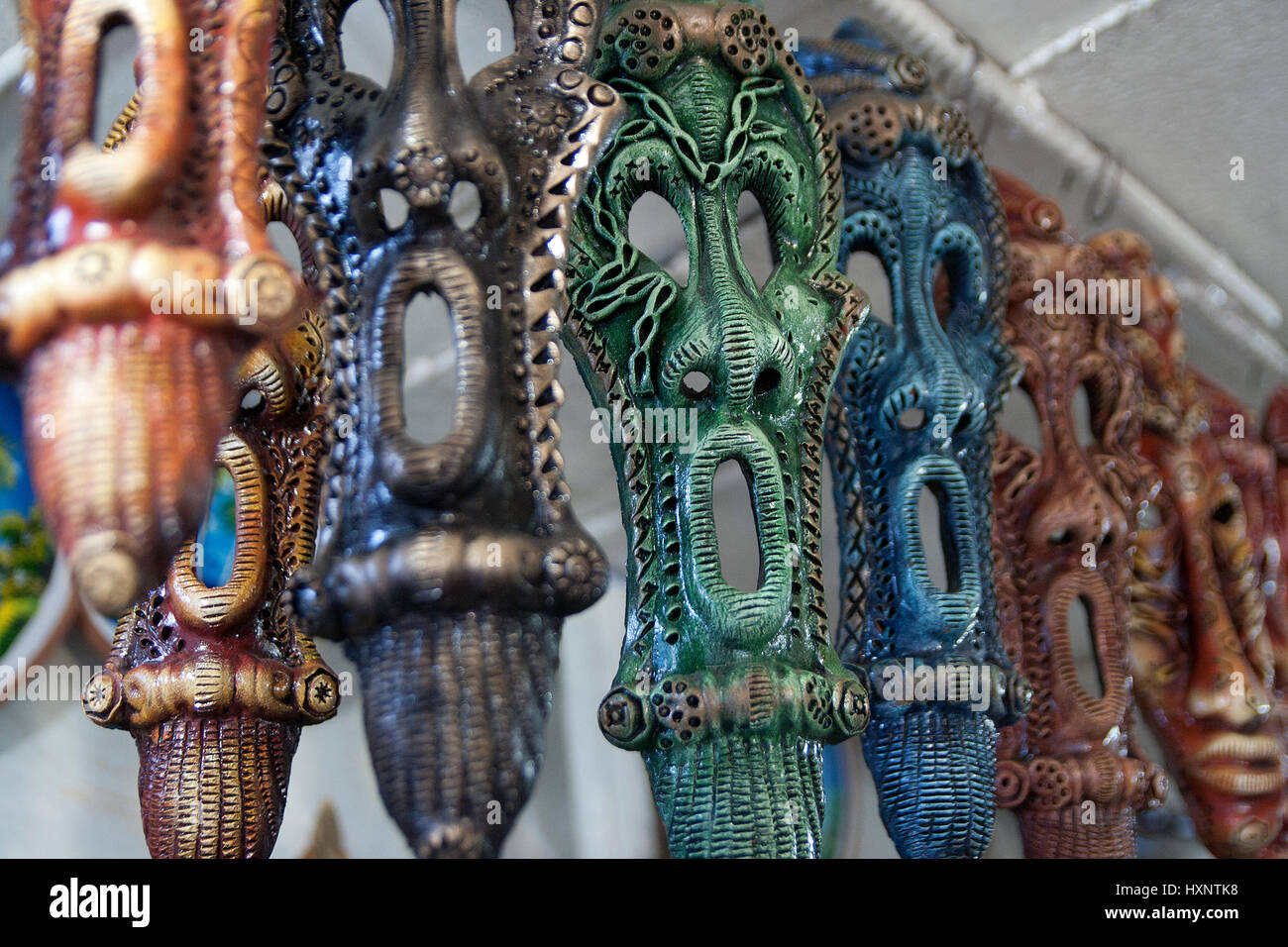Cuban art. Masks in a market in Cuba Stock Photo - Alamy