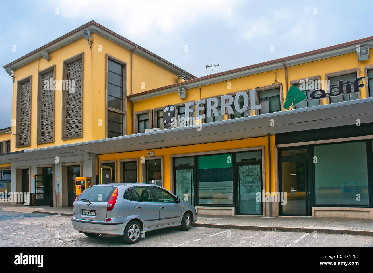 Railway station, Ferrol, La Coruña province, Region of Galicia, Spain, Europe Stock Photo