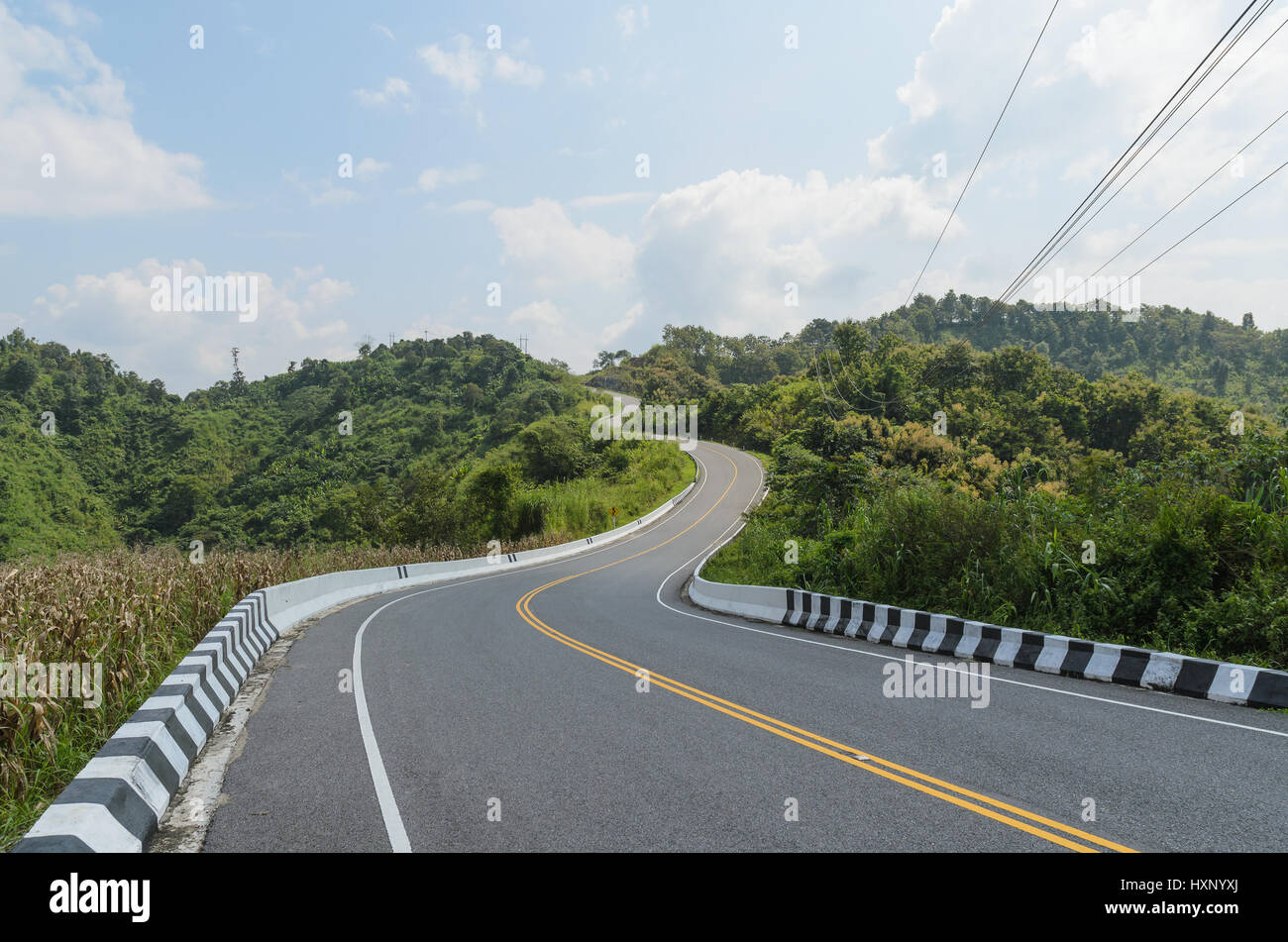 Empty road on mountain in nan province thailand Stock Photo