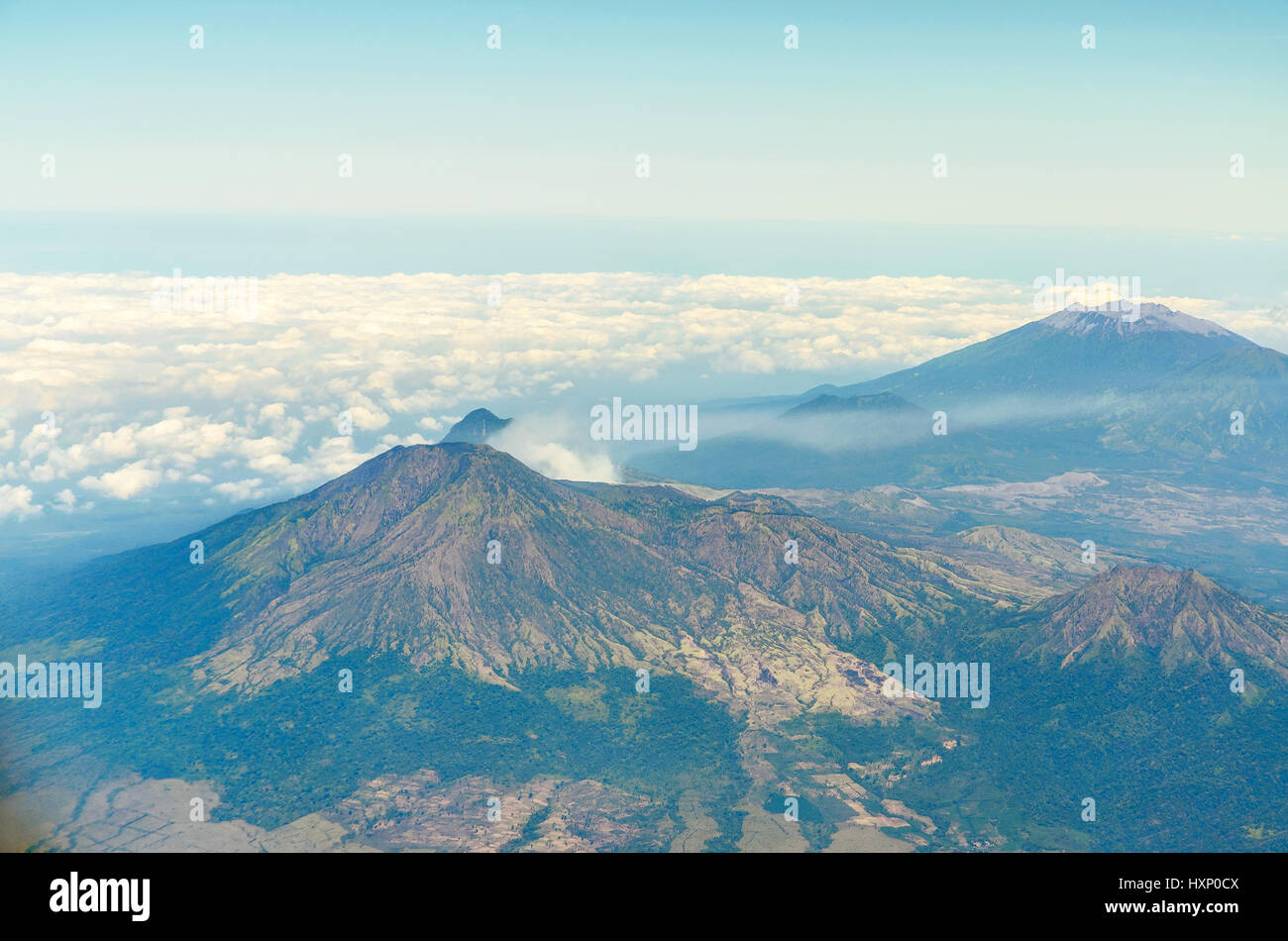 Aerial view of ijen volcano in java indonesia Stock Photo