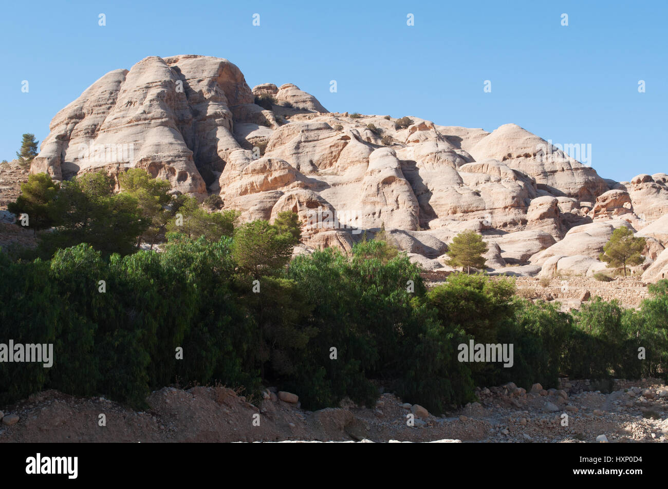 Jordan:  the Djinn blocks, funerary monuments named after the djinn, an Arabic spirit, on the road to the Siq, the main entrance to Petra Stock Photo