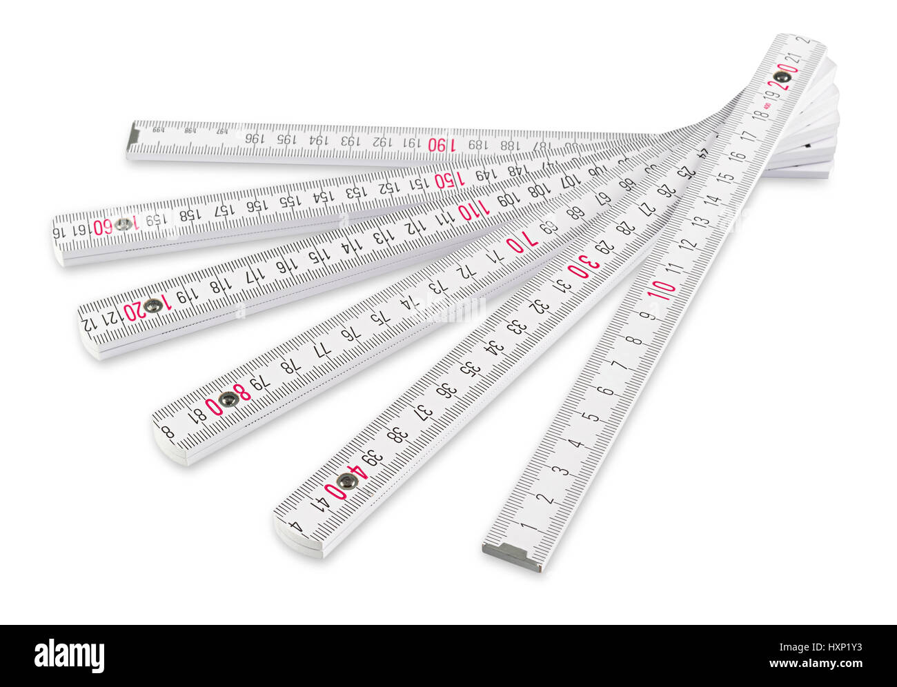 folding rule measuring tool isolated on white background Stock Photo