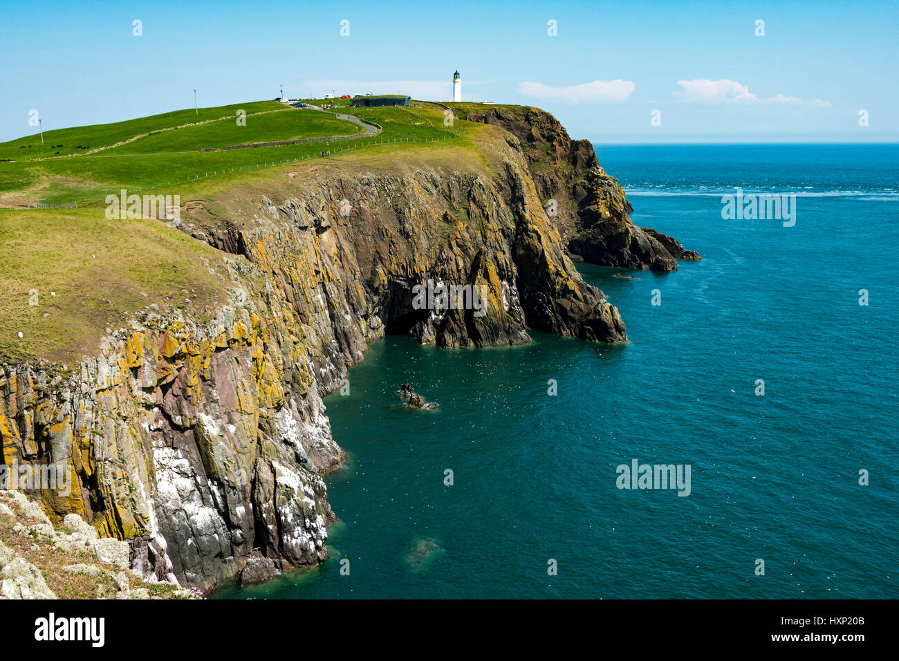 Cliffs and the lighthouse at the Mull of Galloway, Dumfries and Galloway, Scotland, UK Stock Photo