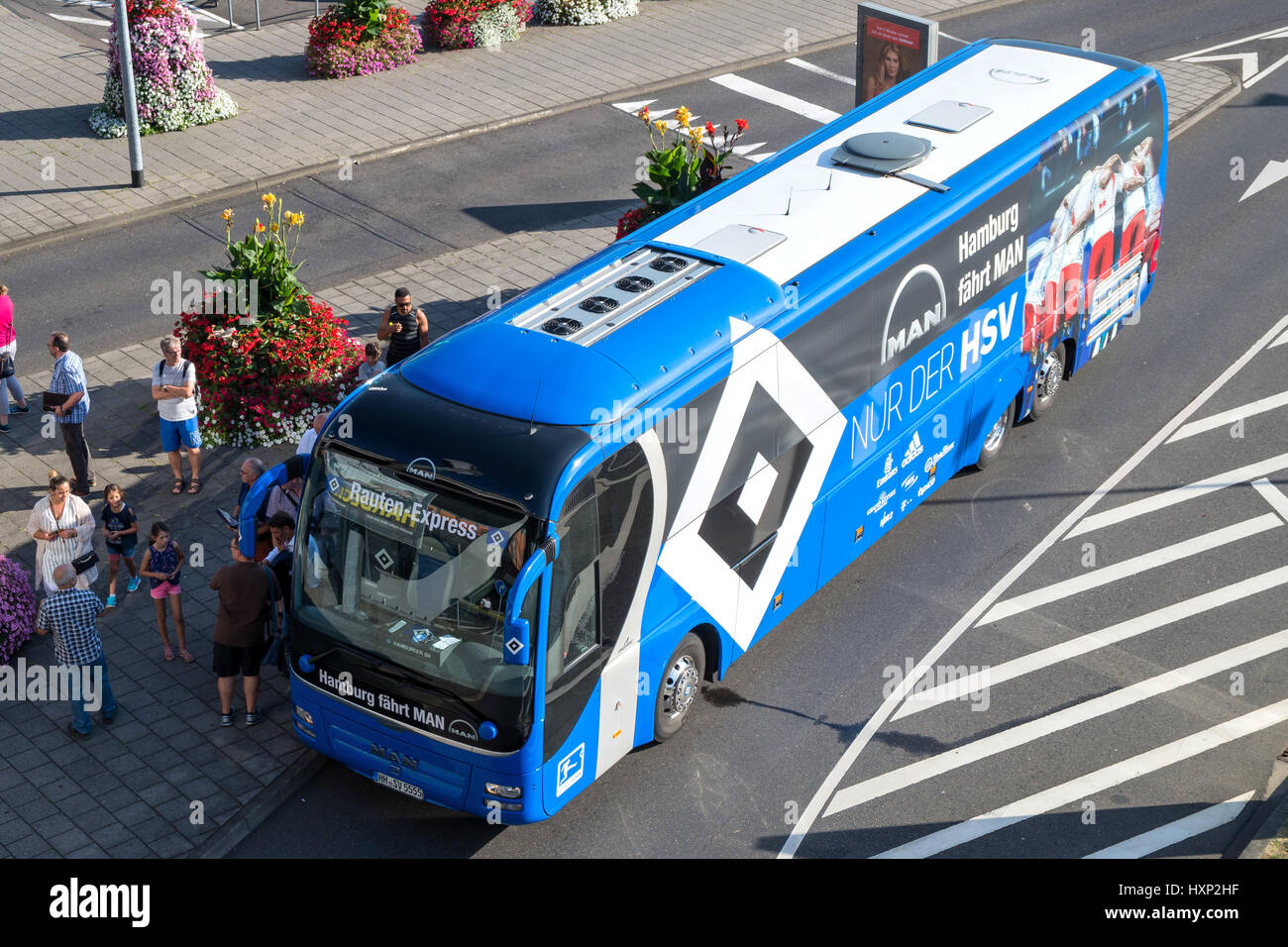 team bus of the Hamburger SV football department. The HSV is the only team that has played in every season of the Bundesliga since its foundation 1963 Stock Photo