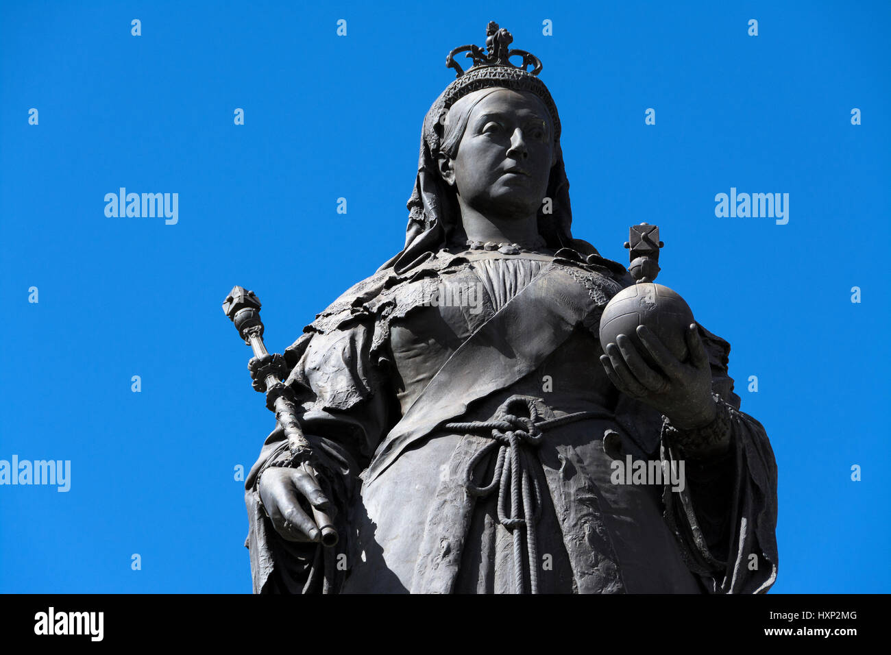 Queen Victoria Statue on Neville Street following a total refurbishment. Neville Street, Southport, Merseyside, England, UK Stock Photo