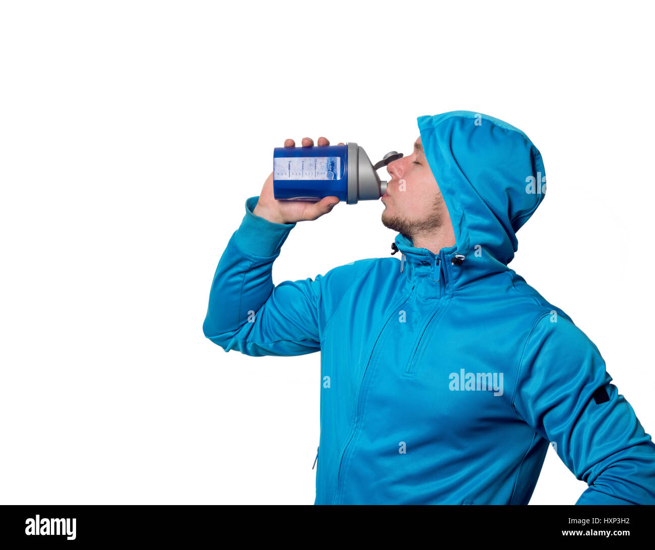 athlete drinking cold water from shaker Stock Photo Alamy