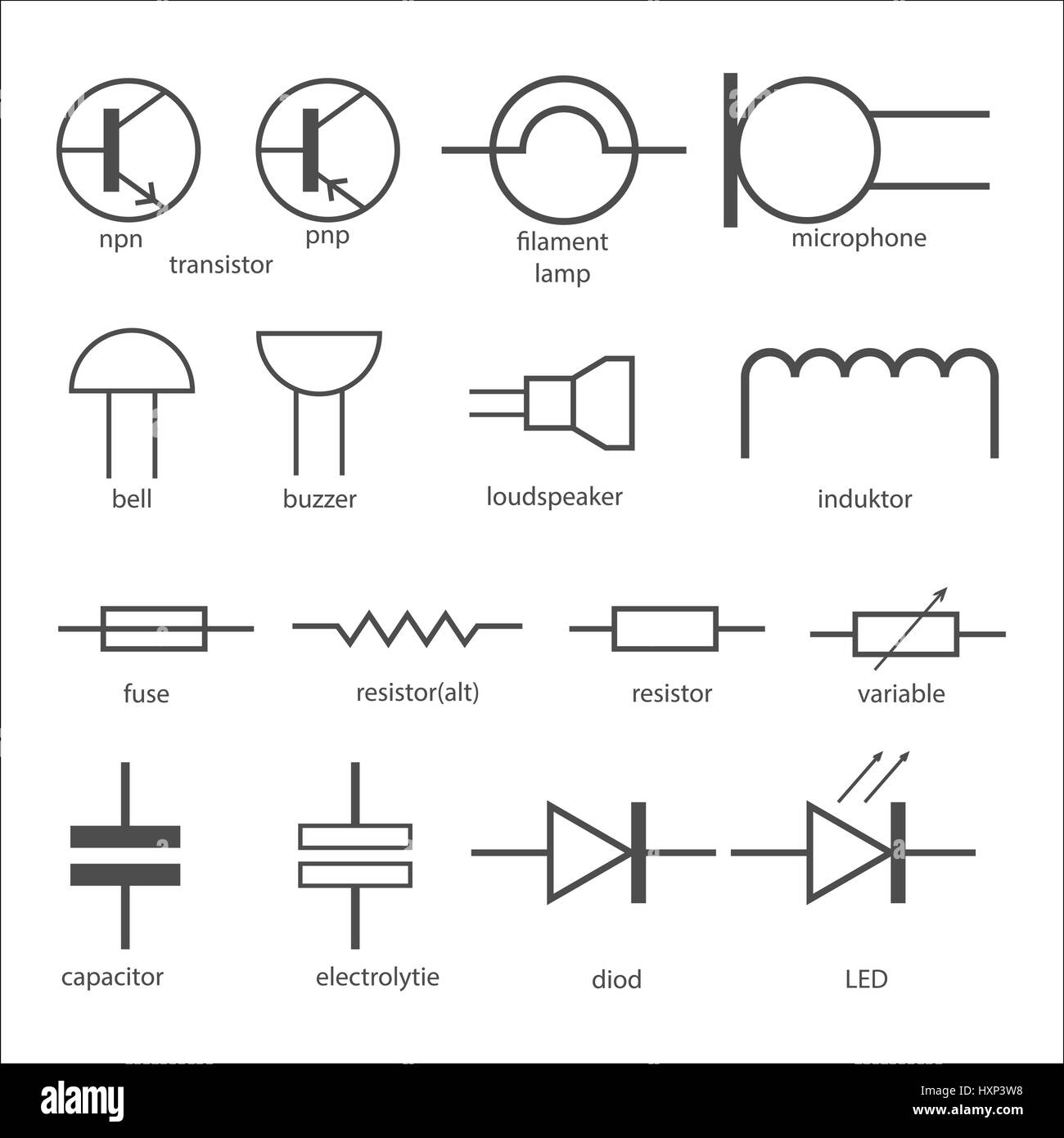 Electric circuit symbols Stock Vector Image & Art - Alamy