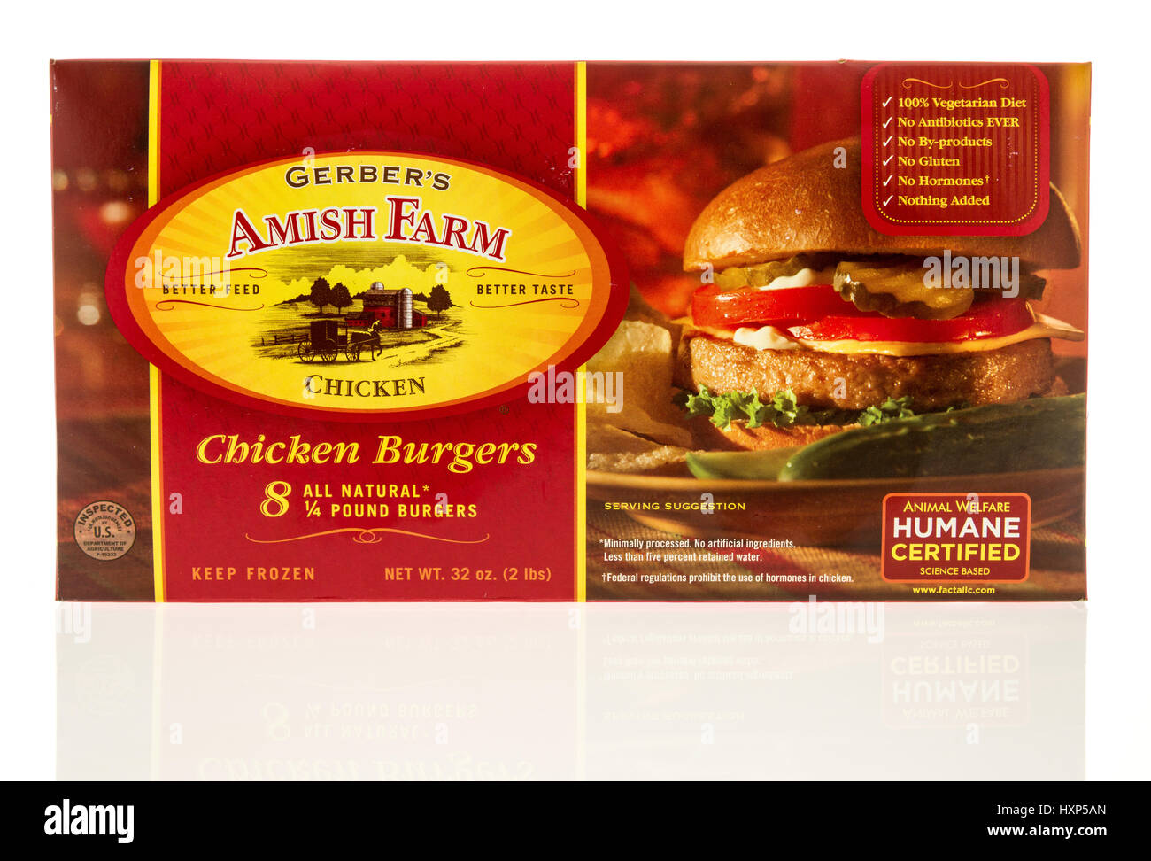 Winneconne, WI 24 March 2017 Box of Gerber's Amish Farm chicken