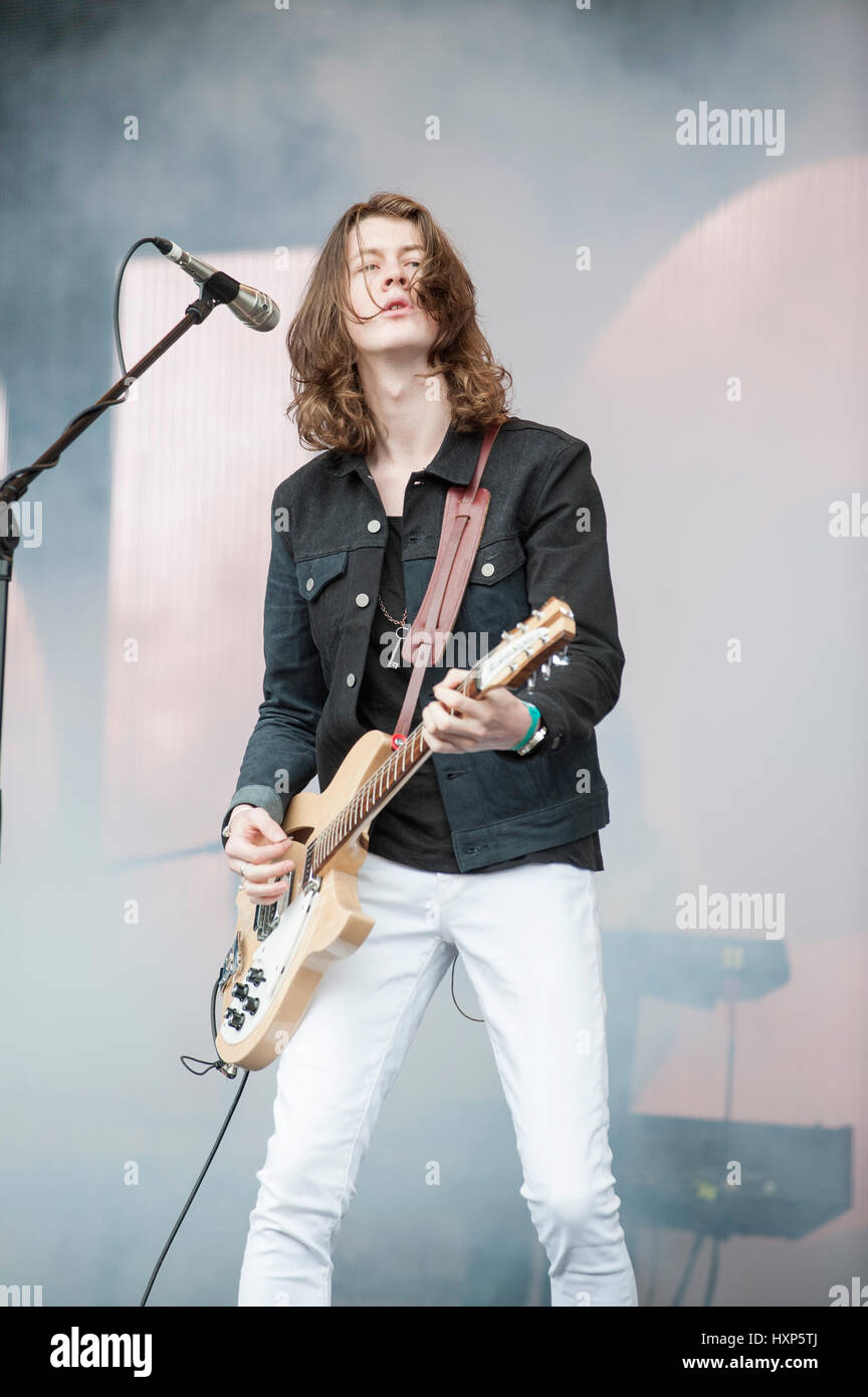 Tom Ogden of Blossoms performs on Day 3 of the T in the Park festival at Strathallan Castle on July10, 2016 in Perth, Scotland. Stock Photo