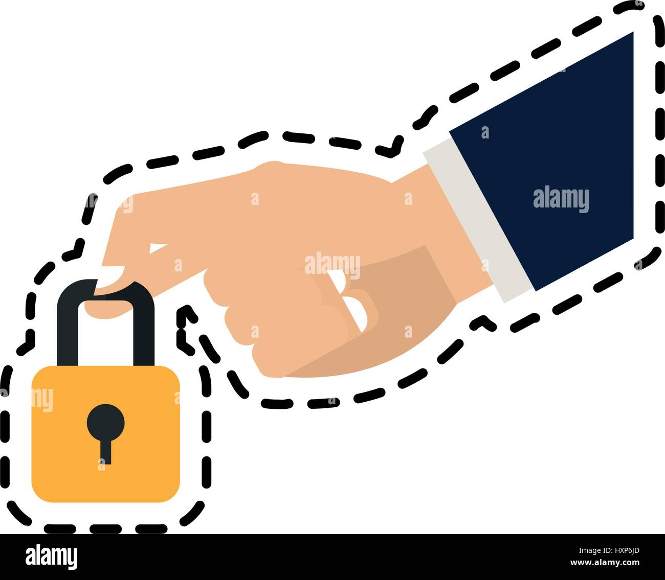 hand with padlock Stock Vector Image & Art - Alamy