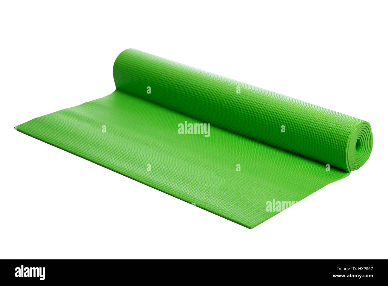 green yoga mat on a white background ,isolated Stock Photo Alamy
