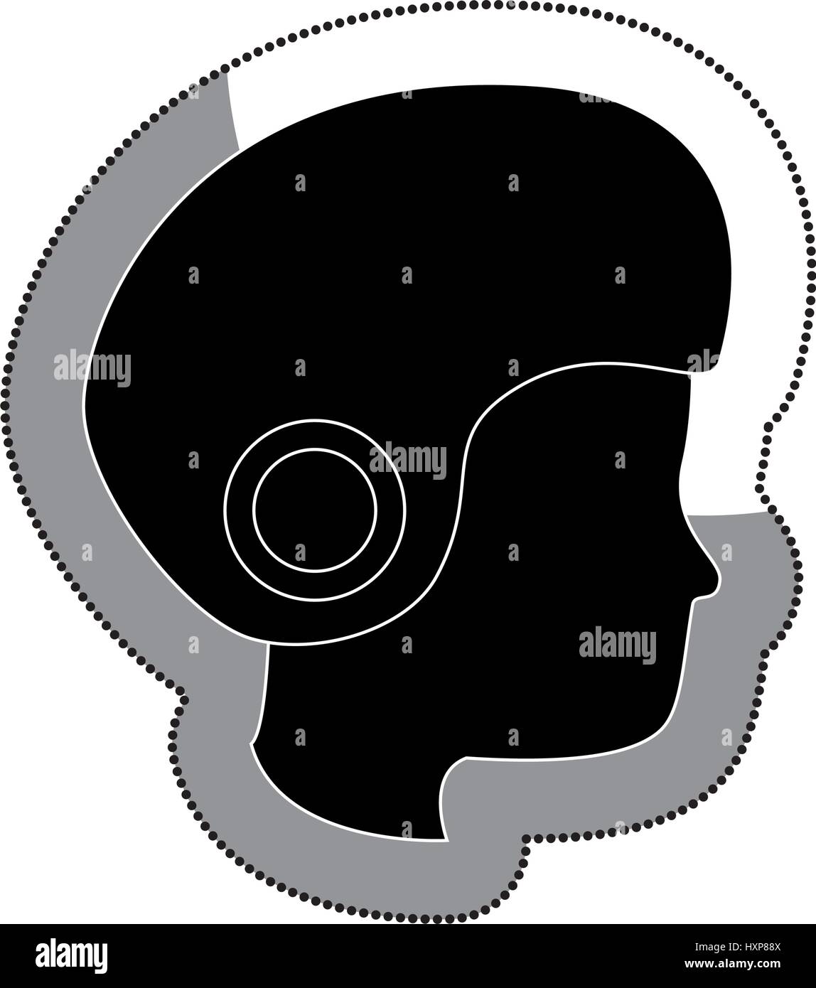 head human with helmet motorcycle Stock Vector