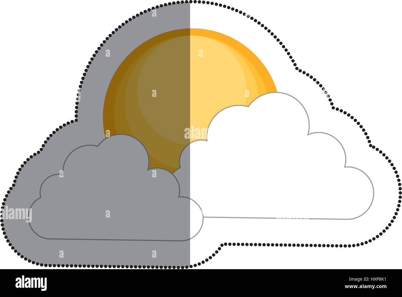clouds with sun icon Stock Vector Image & Art - Alamy