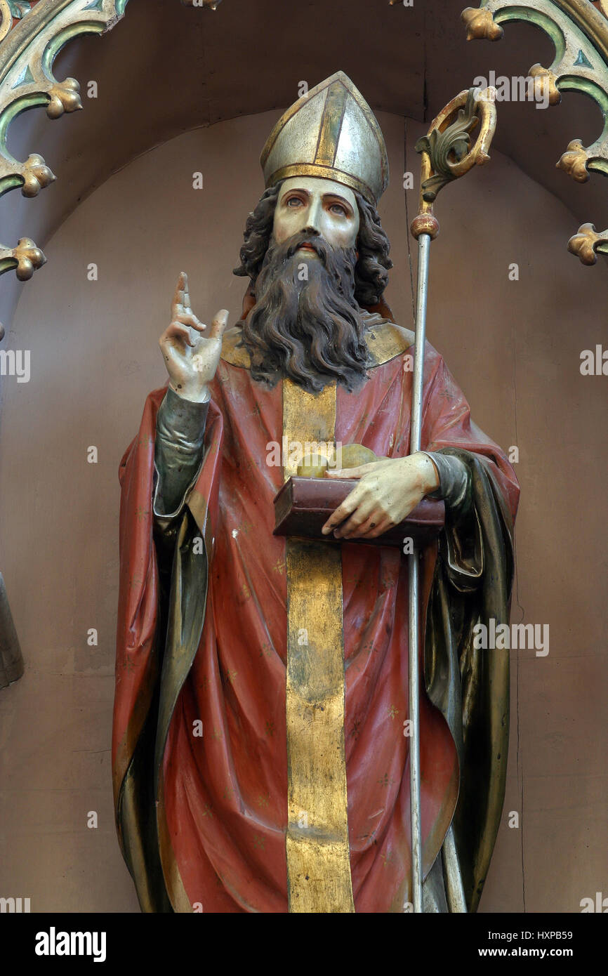 Saint Nicholas statue on the altar in Parish Church of Saint Nicholas
