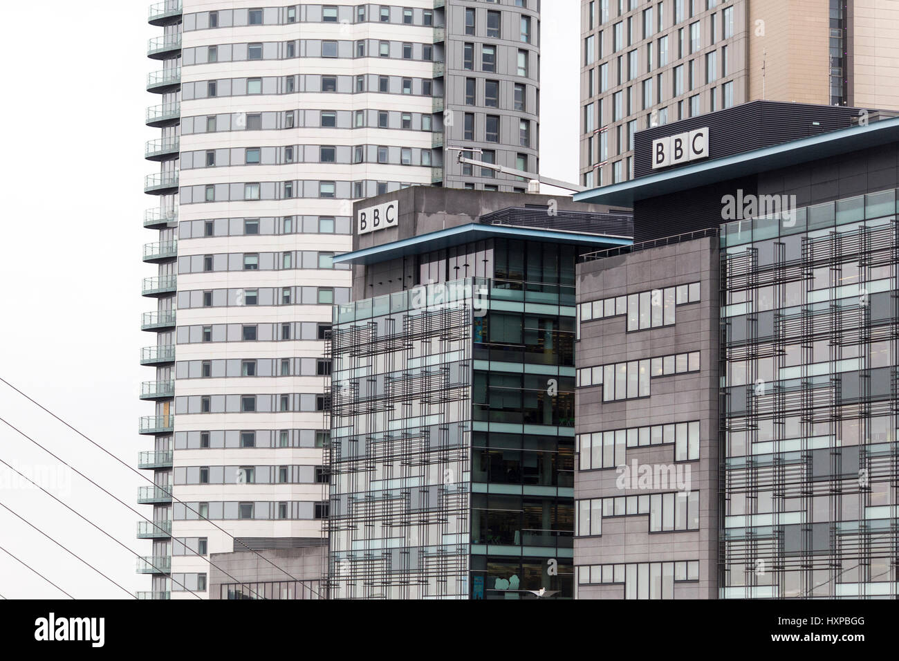 BBC buildings at Media City , Salford Quays , Greater Manchester Stock Photo